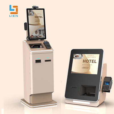 Quiosco de autoservicio de hotel con cámara de CCTV Reciclador de tarjetas ADA Escáner de pasaportes