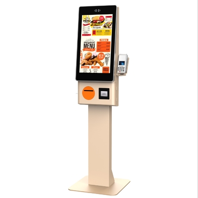 Comida rápida y restaurante Quiosco de auto-pedidos Display táctil de 23.8 pulgadas Impresora térmica de 80 mm Escáner QR
