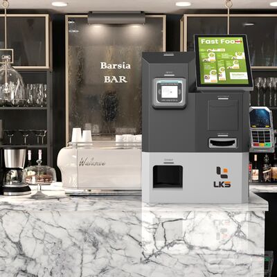 Quiosco de autoservicio de 15 pulgadas con escáner de código de barras y lector de tarjetas de identificación opcional para un autopago eficiente